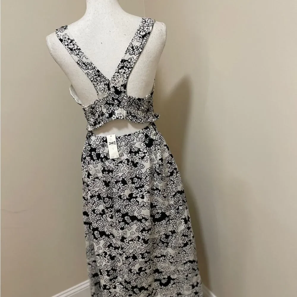 NWT Anthropologie floral black white printed midi sundress sleeveless Size S - Picture 9 of 10